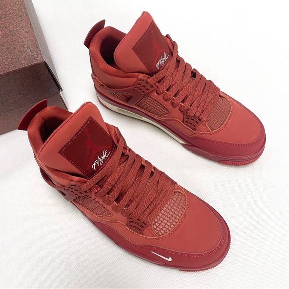 Men’s Orange-Red Athletic Sneakers Shoes -Brand New Retro 4 Brick by Brick - Picture 2 of 10